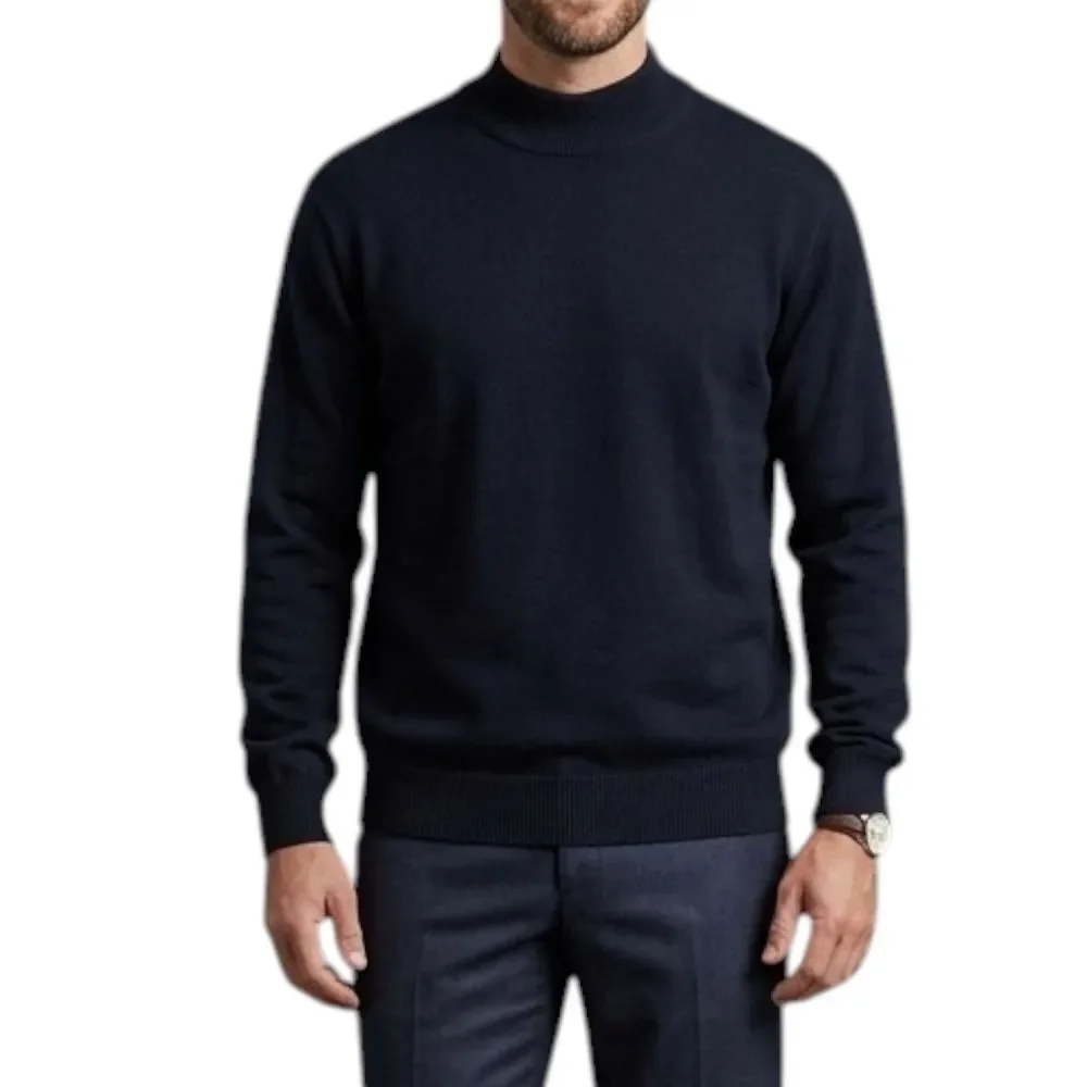 Brooks Brothers 100% Merino Wool Mock Neck Sweater Navy XL